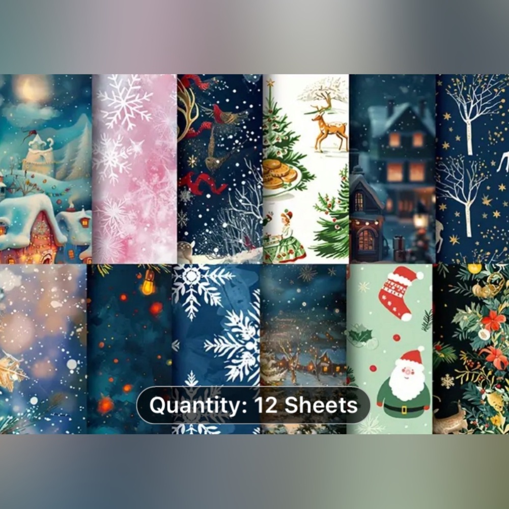 (3 for $20)Christmas Scrapbooking Paper Pad - 12 Sheets, 6x6 inch